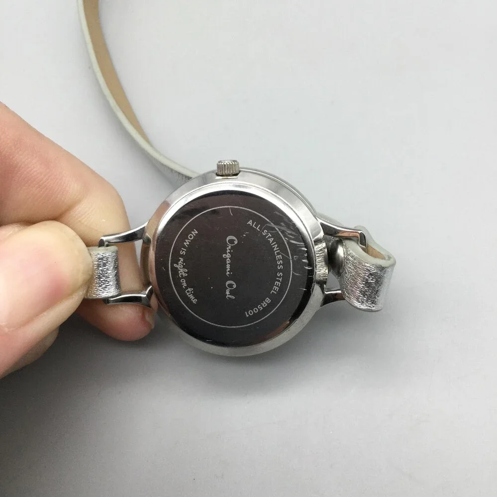 Origami Owl Womens Watch 31mm Silver Dial Wrap Leather Silver Original Battery